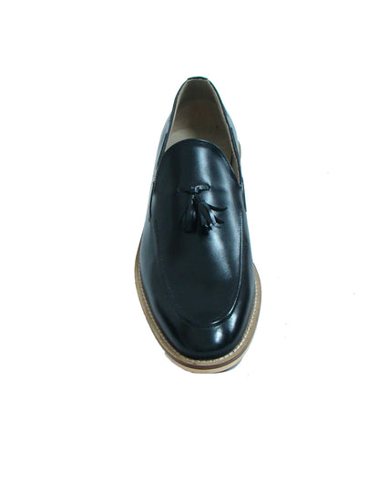 Penny loafers : Black leather Penny loafer with Tassel & Memory foam footpad. Article : HU107-Black