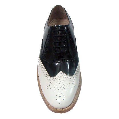 Goodyear Welted Brogue Shoes :  Black & White leather with Memory foam footpad.