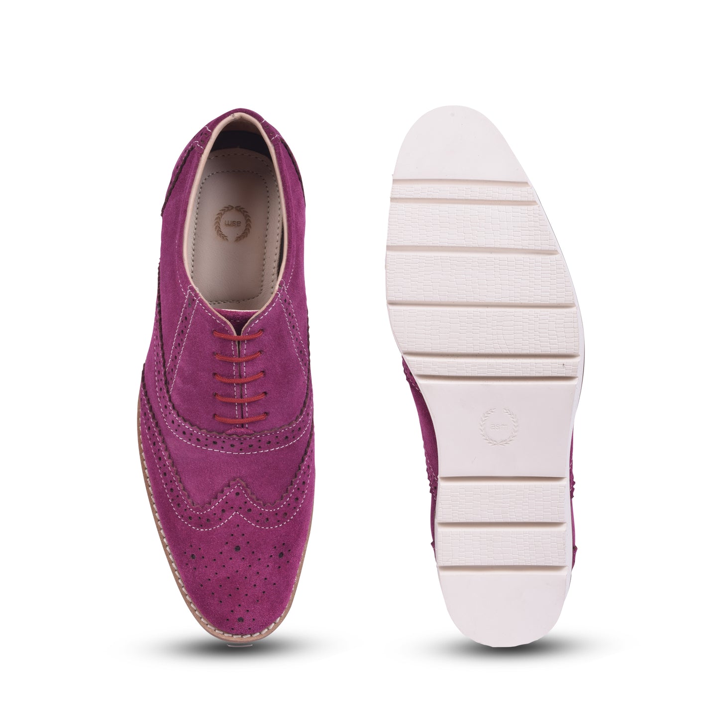 Sneakers : Purple Suede leather Sneakers with Memory foam footpad. Article : SN30-Purple