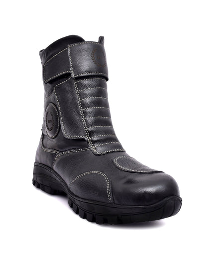 Snow Boots -Black Leather Snow Boots with Insulation, Fur & Memory Foam Footpad. WS710-Black