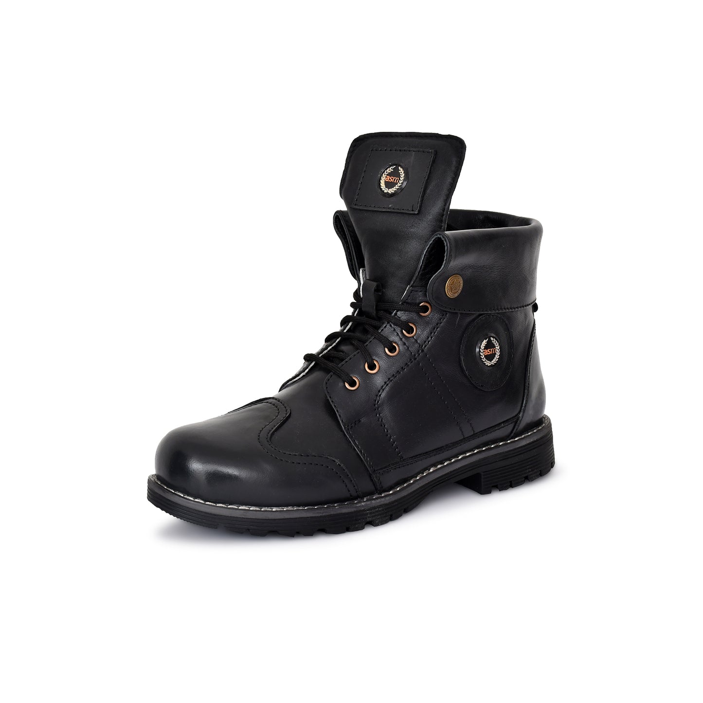 Biker Boots : 6 & 9 Inches Foldable Leather with heavy duty Rubber sole.