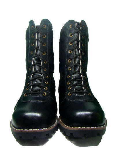Stivali Tattici Para Commando: Stivali tattici in pelle nera da 9 pollici con plantare in memory foam.