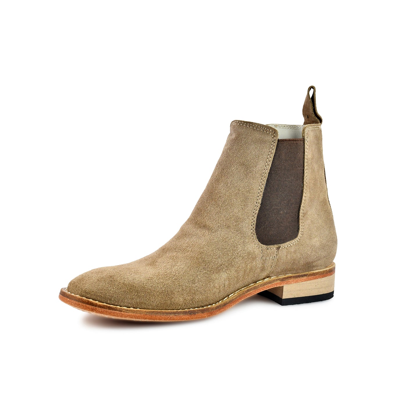 Chelsea Boots : Genuine light Brown Suede leather Goodyear welted Chelsea Boots with Memory foam footpad. Article : ChelseaHM02