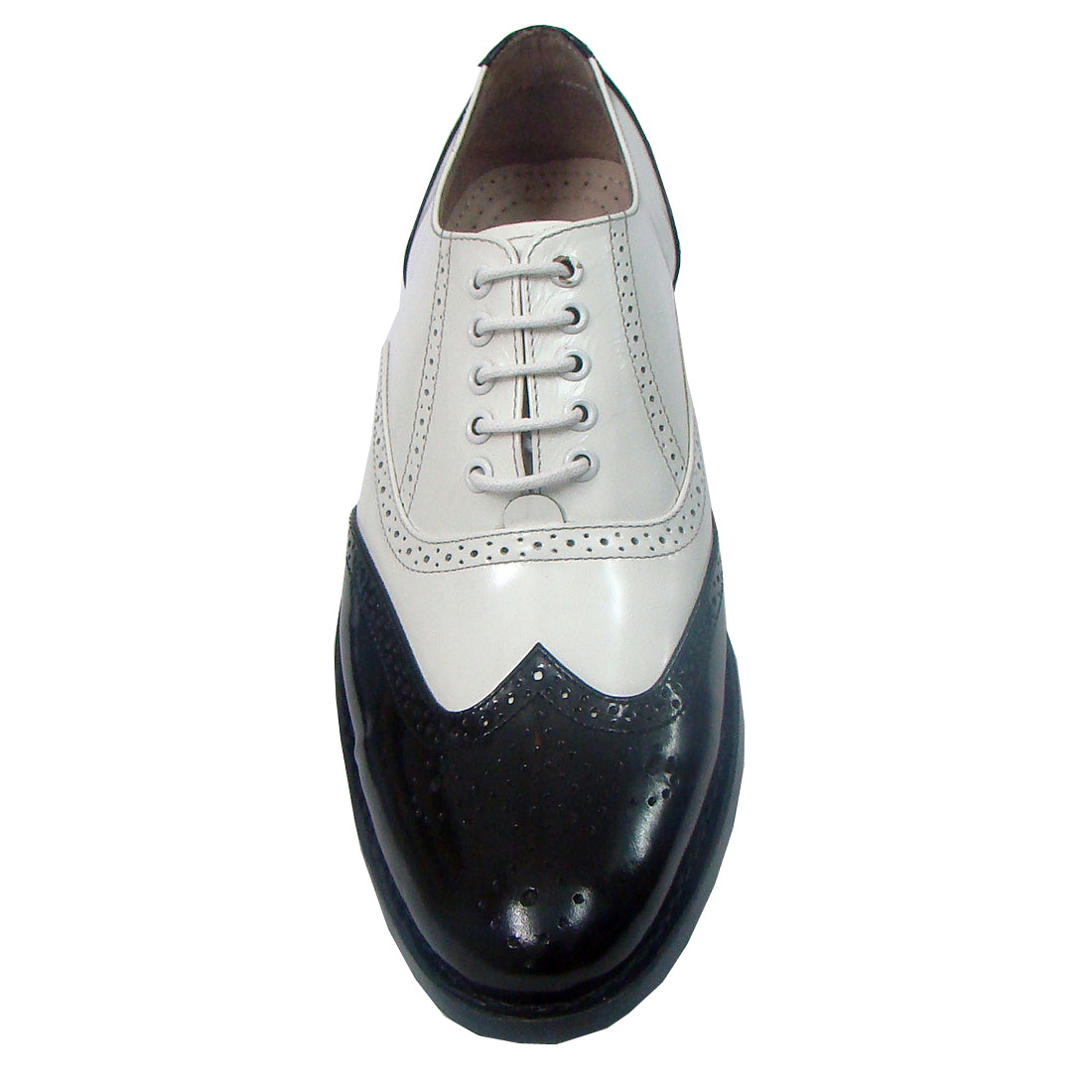 Goodyear Welted Brogue Shoes :  Black & White leather with Memory foam footpad.