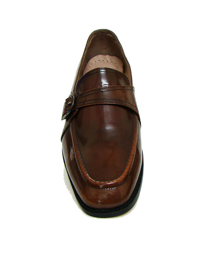 Goodyear Welted Monk Strap Shoes :  Tan Brush off leather with Memory foam footpad. Article : HM02