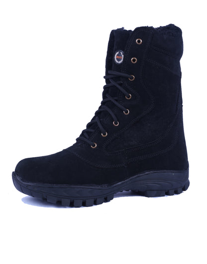 Biker Boots : Black Suede leather Rider boots for bikers with Memory foam footpad.