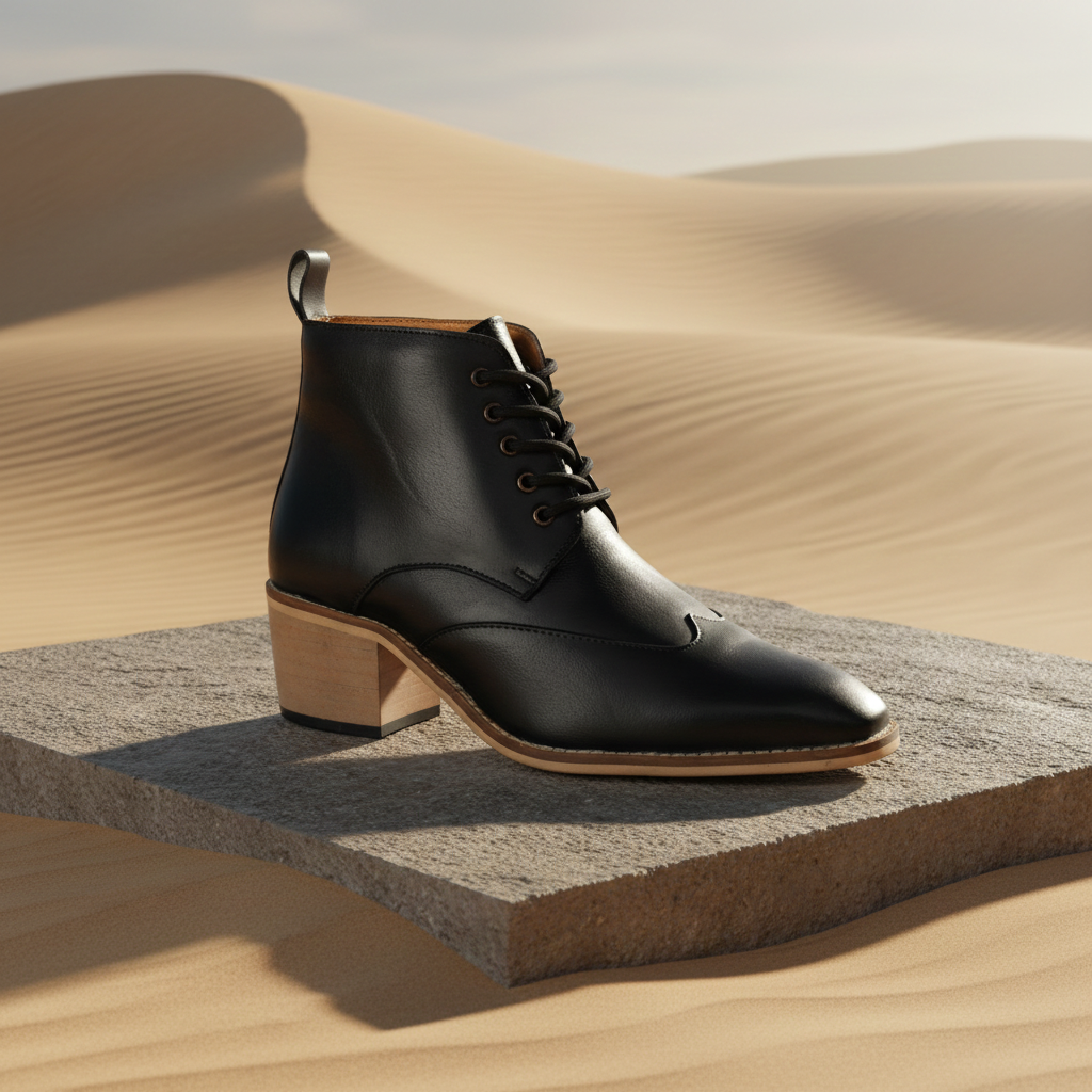 Elevator Shoes : 3.5″Inches Hidden Height Increasing Boots with Cuban Heels.