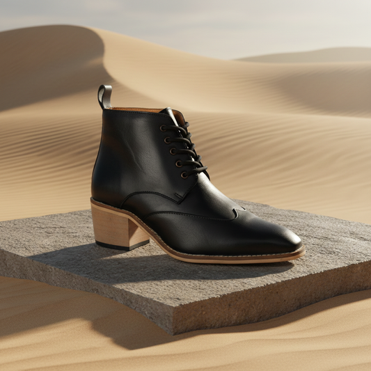 Elevator Shoes : 3.5″Inches Hidden Height Increasing Boots with Cuban Heels.