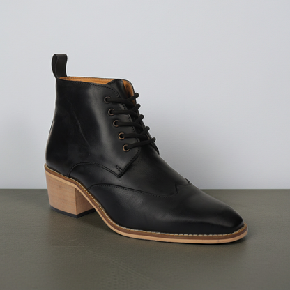 Elevator Shoes : 3.5″Inches Hidden Height Increasing Boots with Cuban Heels.