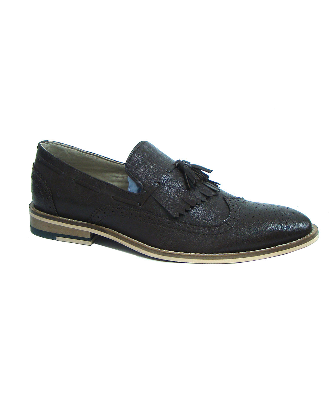 Penny loafers :  Brown leather Penny loafer with Tassel & Memory foam footpad. Article : HU106-Brown