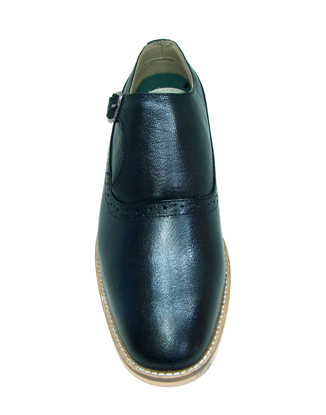 Monk Strap Shoes : Black leather Monk Strap Oxford Shoes for men with Memory foam footpad. Article : HU112-Black
