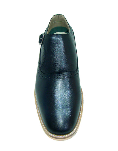 Monk Strap Shoes : Black leather Monk Strap Oxford Shoes for men with Memory foam footpad. Article : HU112-Black