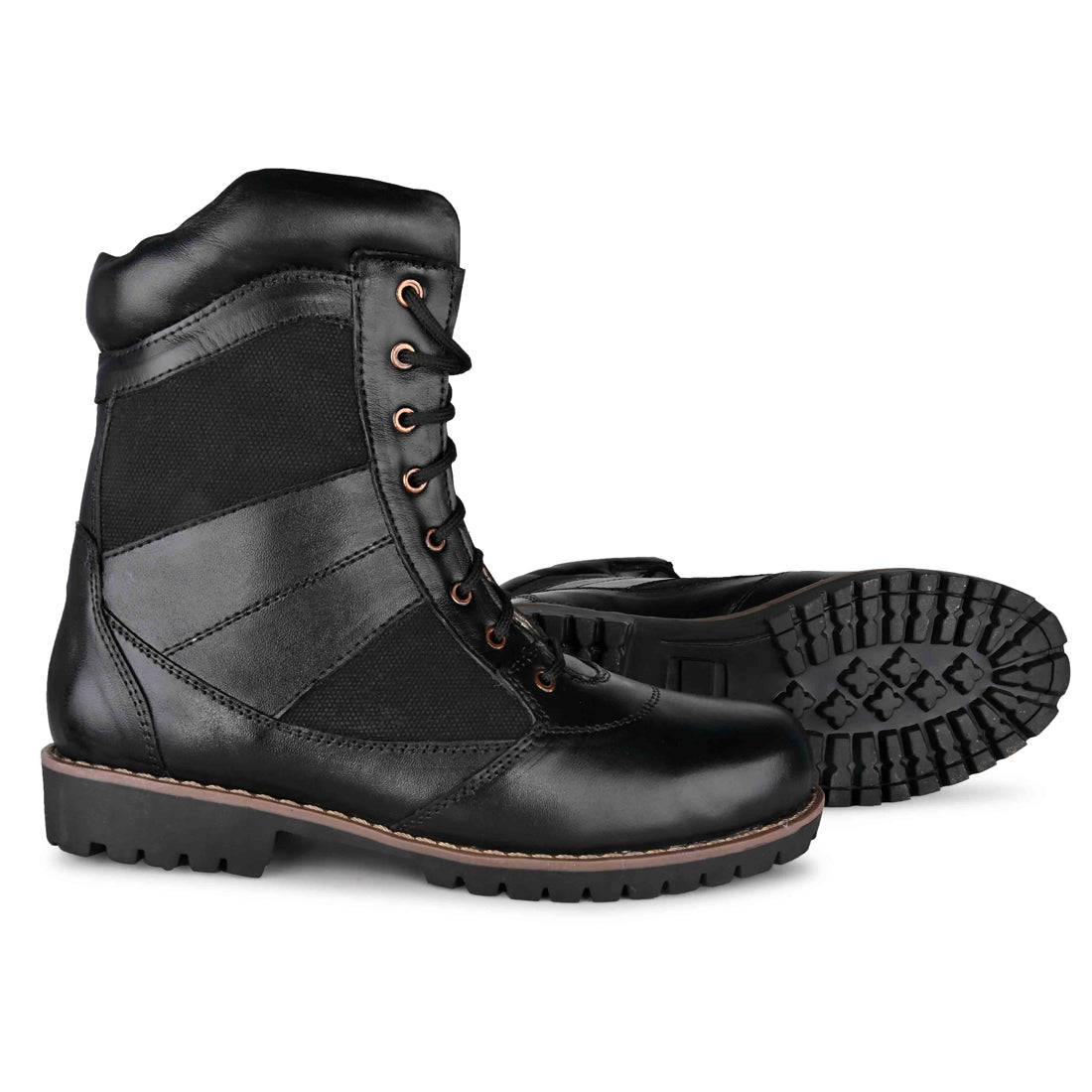 Stivali militari da deserto - Stivali tattici lunghi in pelle nera con plantare in memory foam per il massimo comfort