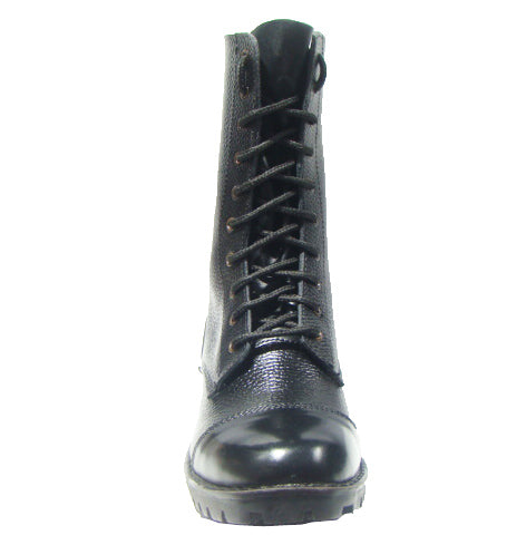 Biker Boots : 12" Inches long Black leather Rider boots for bikers with Memory foam footpad.