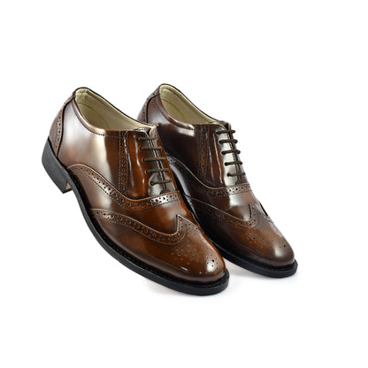 Goodyear Welted Brogue Shoes :  Tan Brush off leather with Memory foam footpad.