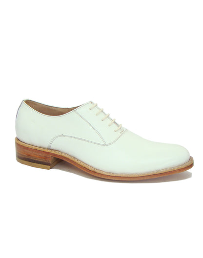 Goodyear Welted Derby Shoes :  White leather with Memory foam footpad.