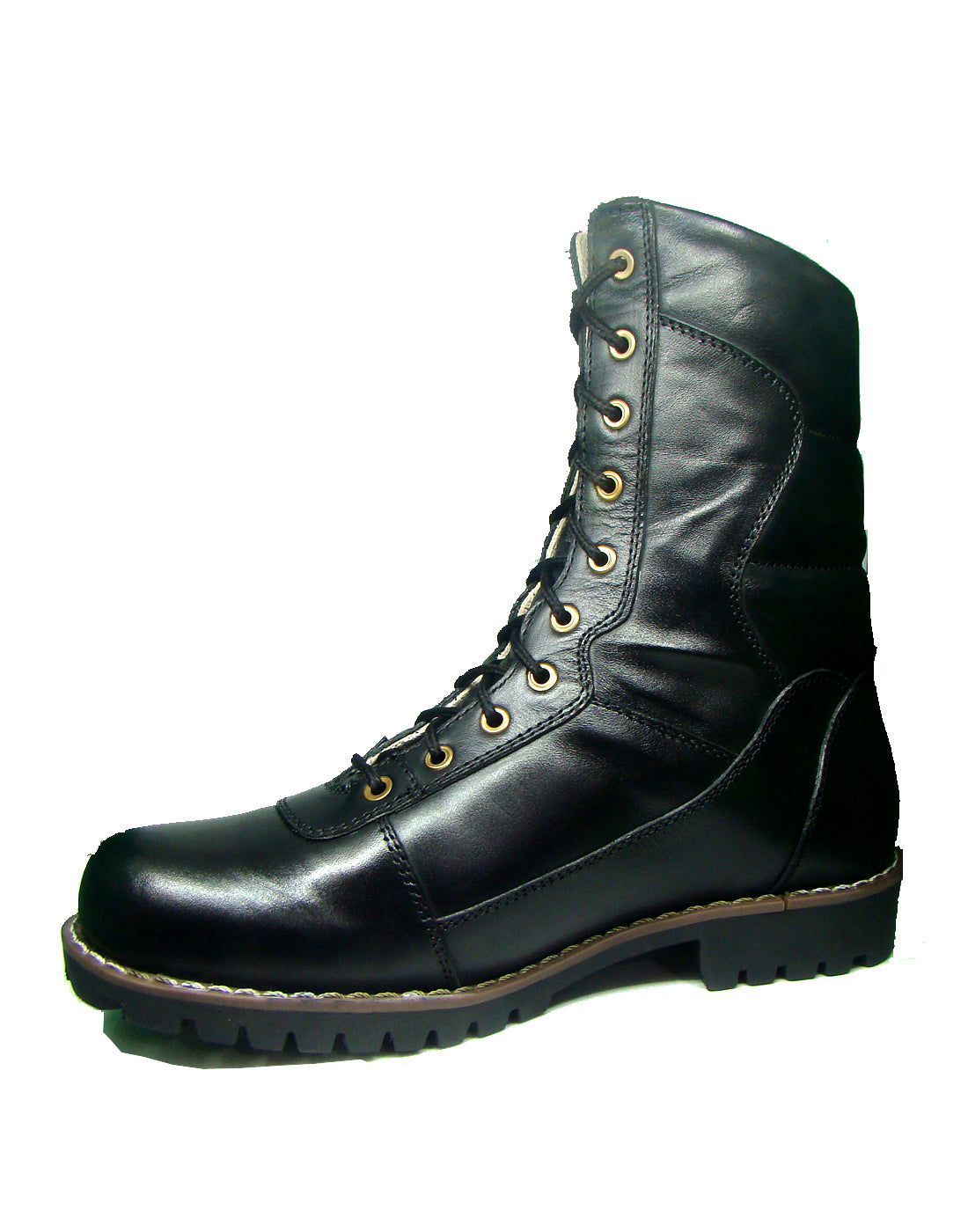 Stivali Tattici Para Commando: Stivali tattici in pelle nera da 9 pollici con plantare in memory foam.