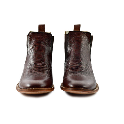 Chelsea Boots : Genuine Brown Croco Embossed leather Goodyear welted Chelsea Boots with Memory foam footpad. Article : ChelseaHM01-Brown