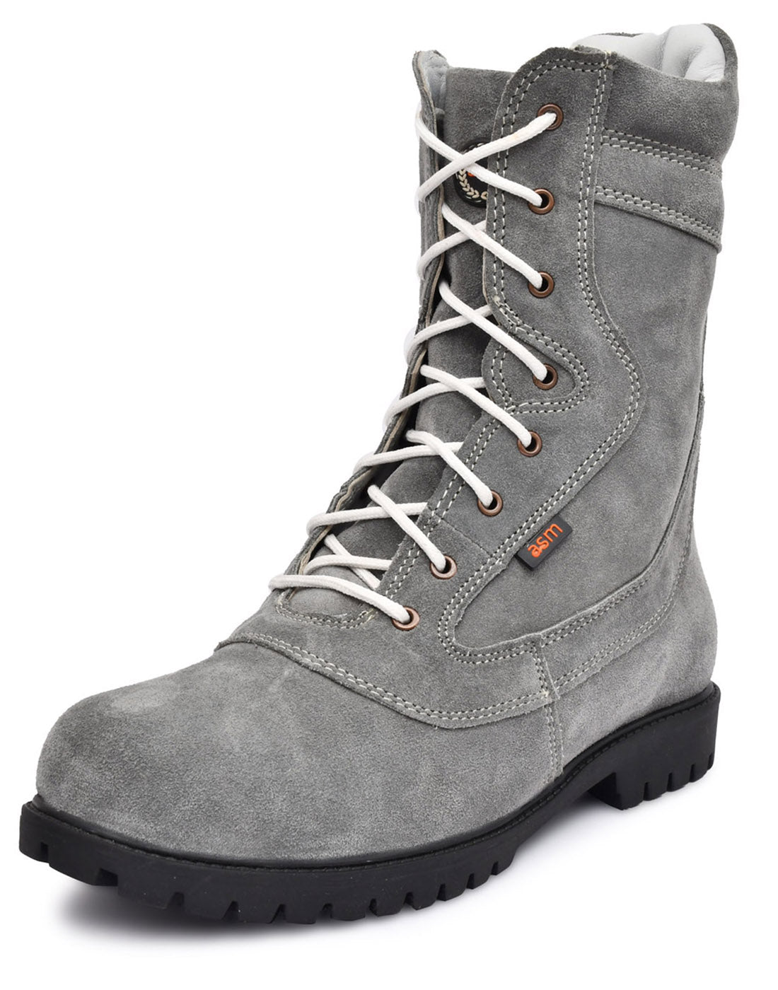 Biker Boots : Grey Suede leather Rider boots for bikers with Memory foam footpad.