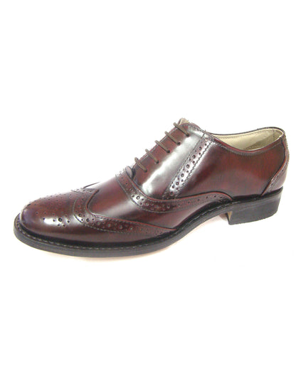 Goodyear Welted Brogue Shoes :  Wine Brush off leather with Memory foam footpad.