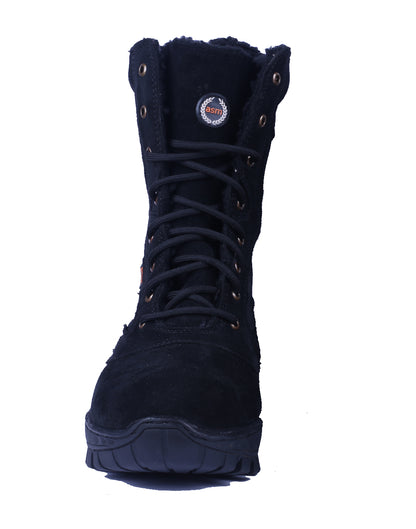 Biker Boots : Black Suede leather Rider boots for bikers with Memory foam footpad.