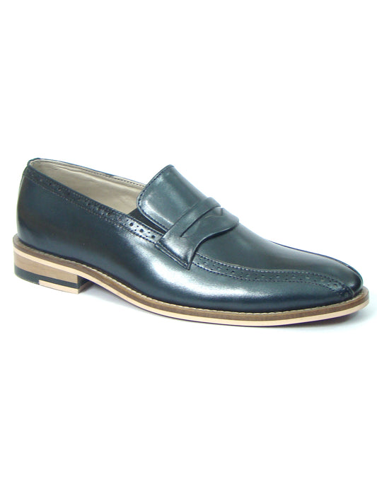 Penny loafers : Black leather Penny loafer with Memory foam footpad. Article : HU118