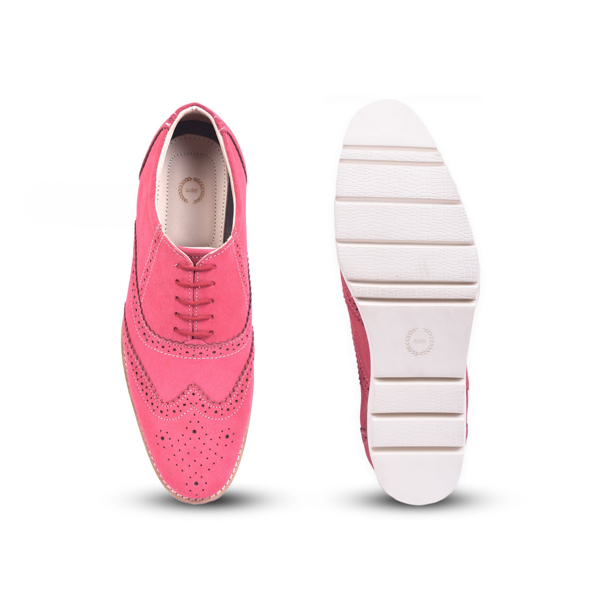 Sneakers : Pink Suede leather Sneakers with Memory foam footpad. Article : SN30-Pink