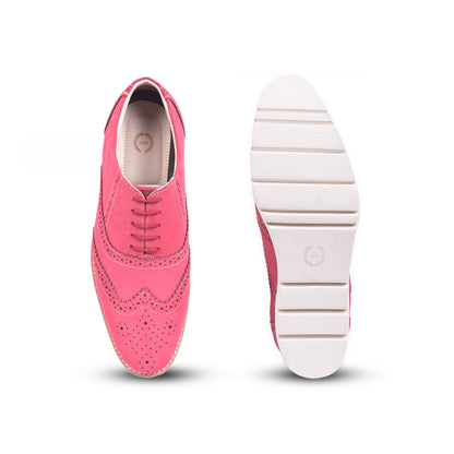 Sneakers : Pink Suede leather Sneakers with Memory foam footpad. Article : SN30-Pink