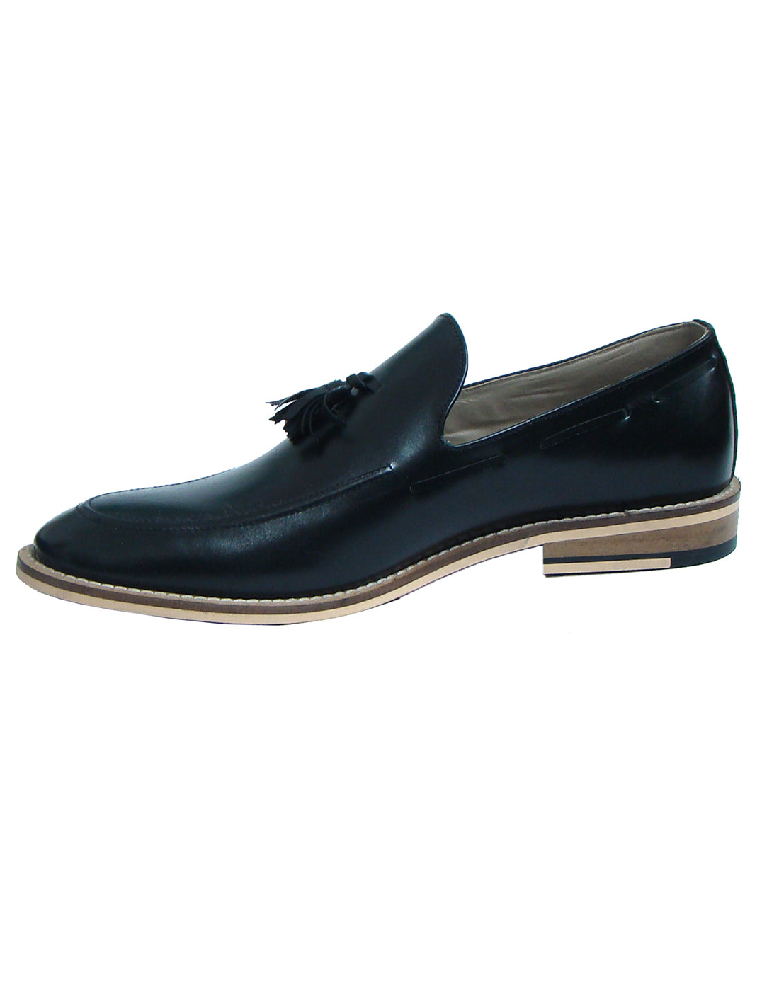 Penny loafers : Black leather Penny loafer with Tassel & Memory foam footpad. Article : HU107-Black