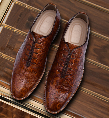 Goodyear Welted Derby Shoes :  Tan flora leather with Memory foam footpad.