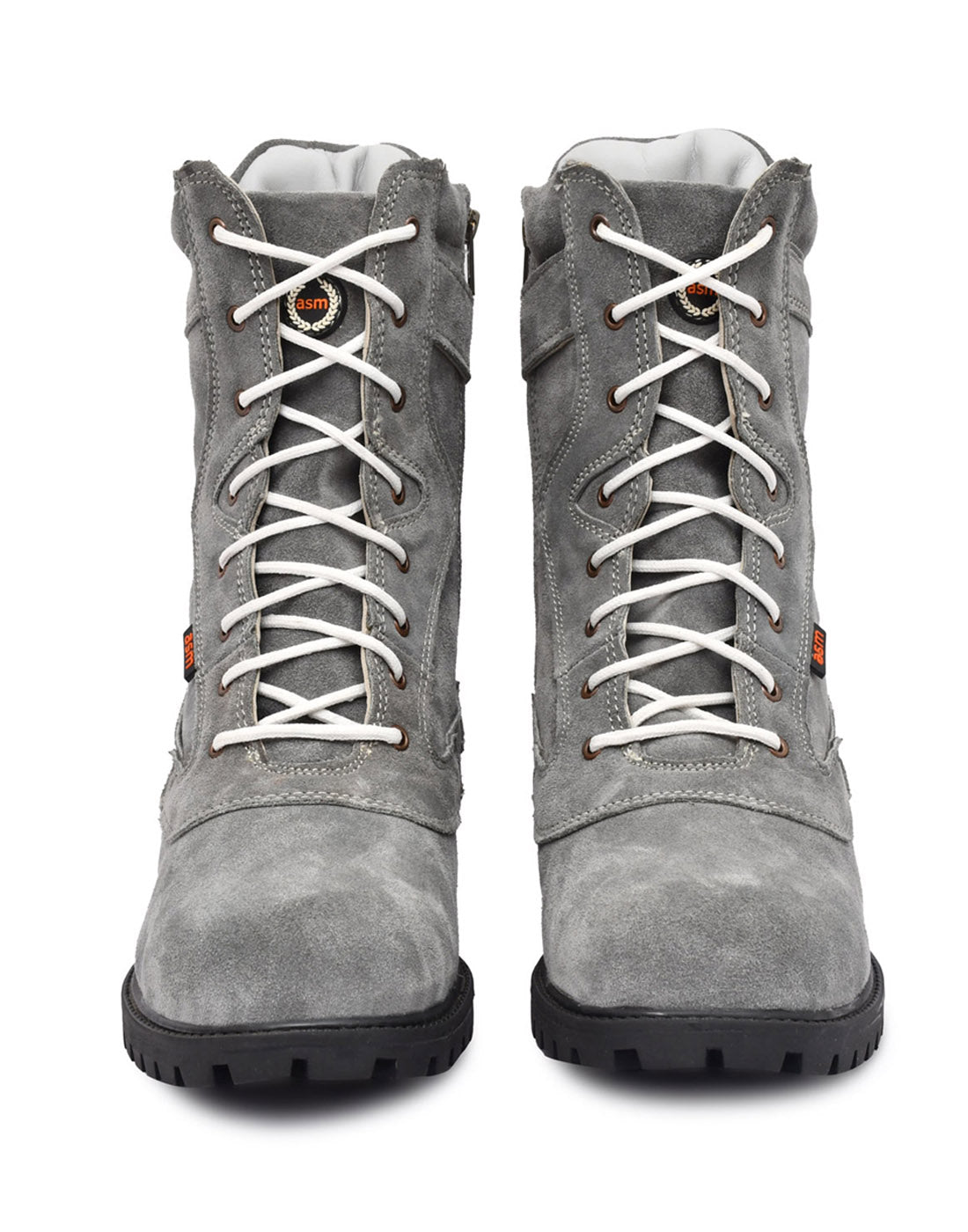 Biker Boots : Grey Suede leather Rider boots for bikers with Memory foam footpad.