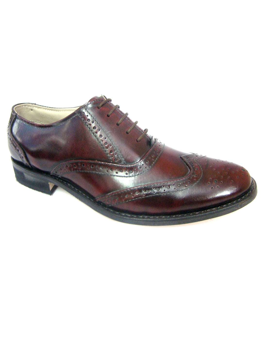 Goodyear Welted Brogue Shoes :  Wine Brush off leather with Memory foam footpad.