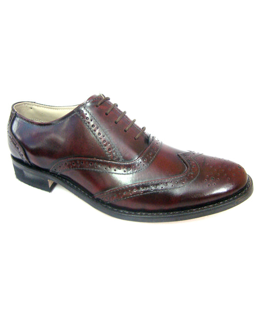 Goodyear Welted Brogue Shoes :  Wine Brush off leather with Memory foam footpad.