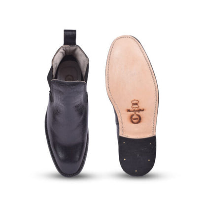 Chelsea Boots : Genuine Black Croco Embossed leather Goodyear welted Chelsea Boots with Memory foam footpad. Article : ChelseaHM01-Black