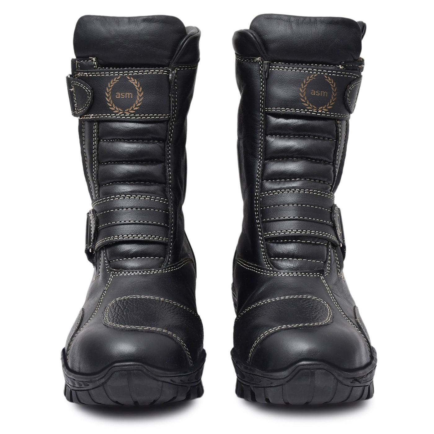 Waterproof Black Biker Boots: Durable Leather Rider Boots with Memory Foam Footpad