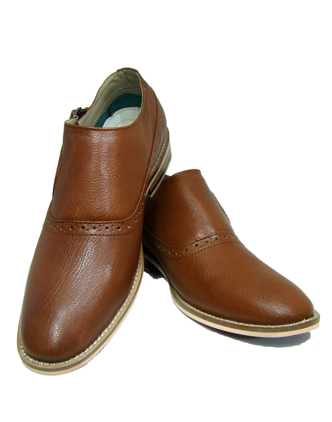Monk Strap Shoes : Tan leather Monk Strap Oxford Shoes for men with Memory foam footpad. Article : HU112-Tan