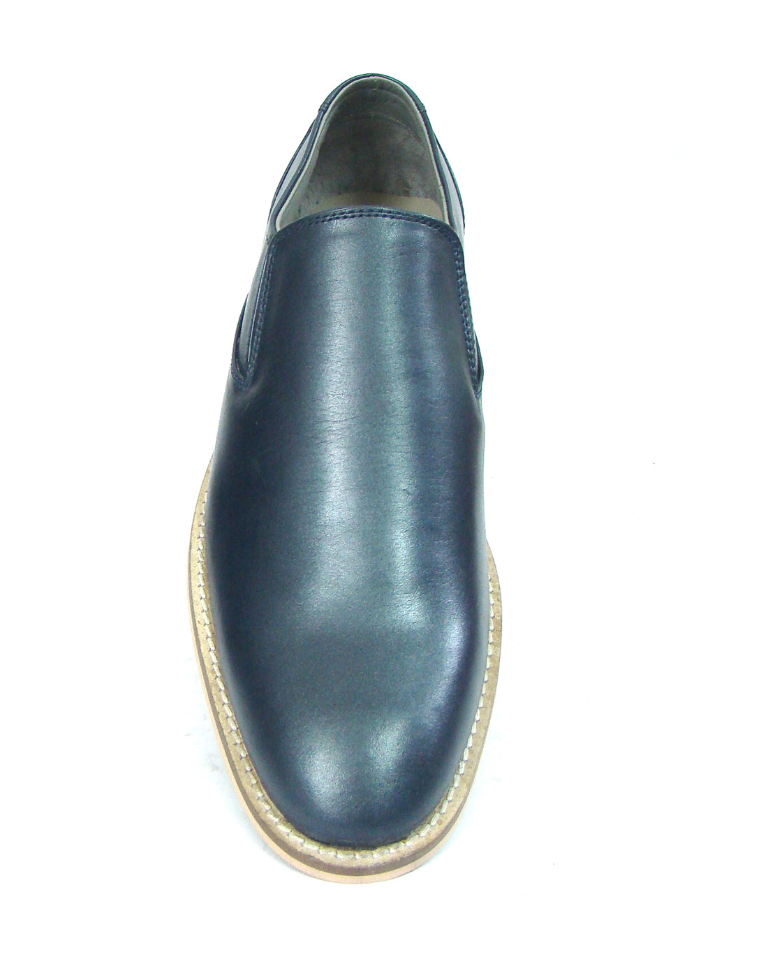 Penny loafers : Blue leather Penny loafer with Memory foam footpad. Article : HU5073-Blue