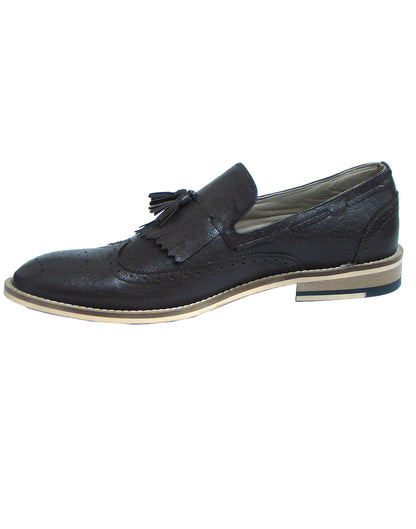 Penny loafers :  Brown leather Penny loafer with Tassel & Memory foam footpad. Article : HU106-Brown