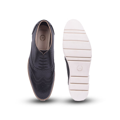 Sneakers : Black leather Sneakers with Memory foam footpad. Article : SN30-GBlack