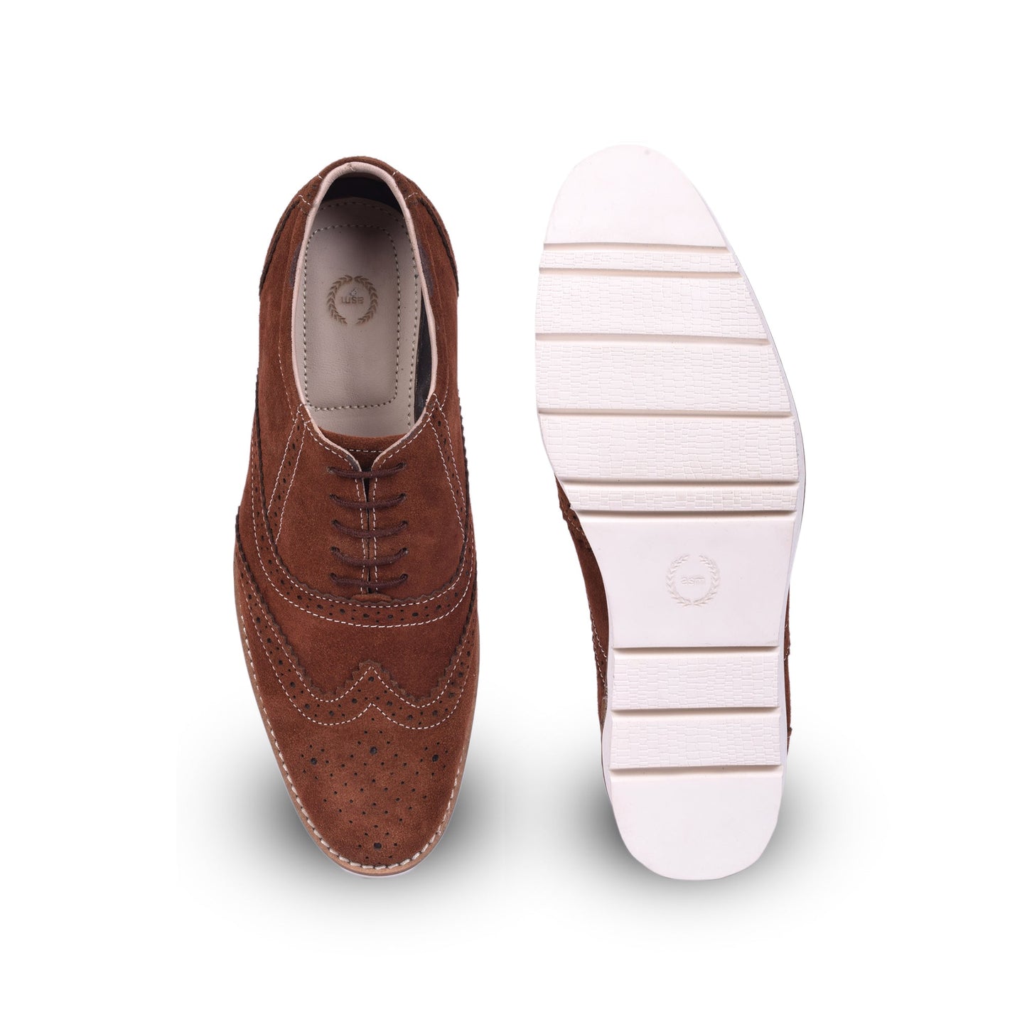 Sneakers : Dark Tan Suede leather Sneakers with Memory foam footpad. Article : SN30-DarkTan
