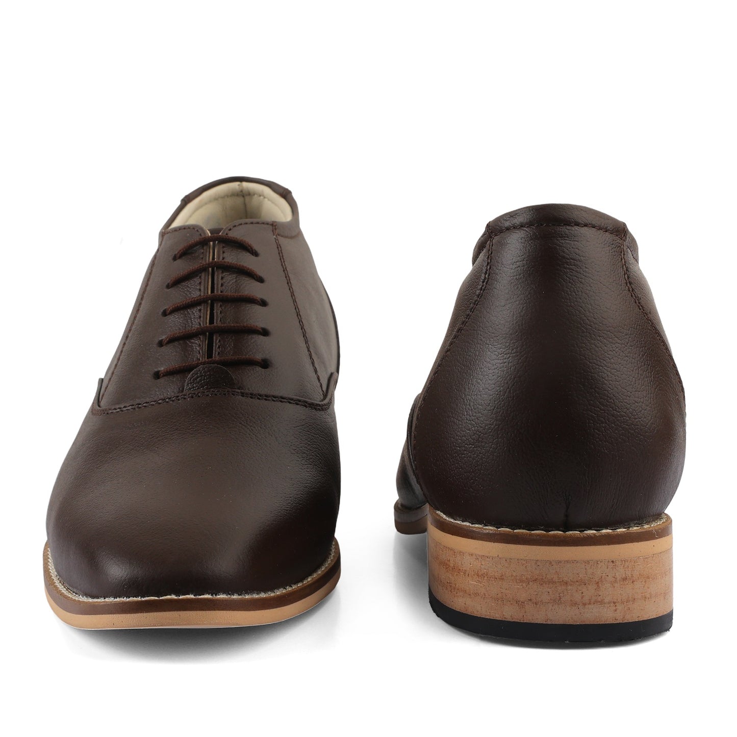 Elevator Shoes : 3″Inches Hidden Height Increasing Brown leather Derby Shoes.