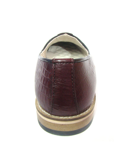 Nagras : Wine Croco Embossed leather handmade Nagras with Memory foam footpad. Article : N113
