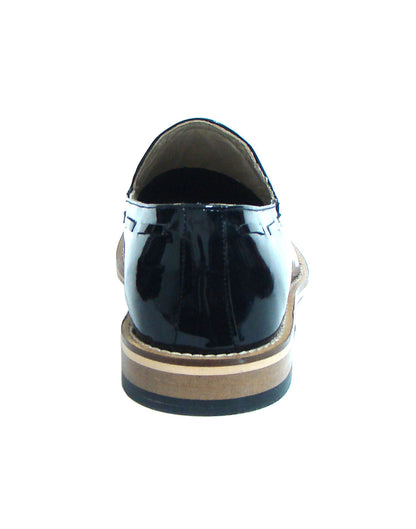 Penny loafers :  Black Patent leather Penny loafer with Tassel & Memory foam footpad. Article : HU102-BlackPantent