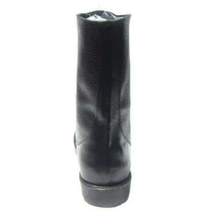 Biker Boots : 12" Inches long Black leather Rider boots for bikers with Memory foam footpad.