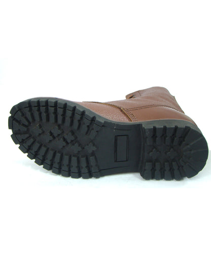 Biker Boots : 12" Inches long Tan leather Rider boots for bikers with Memory foam footpad.