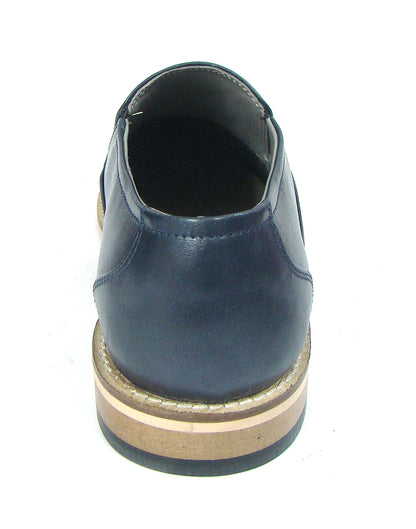 Penny loafers : Blue leather Penny loafer with Memory foam footpad. Article : HU5073-Blue