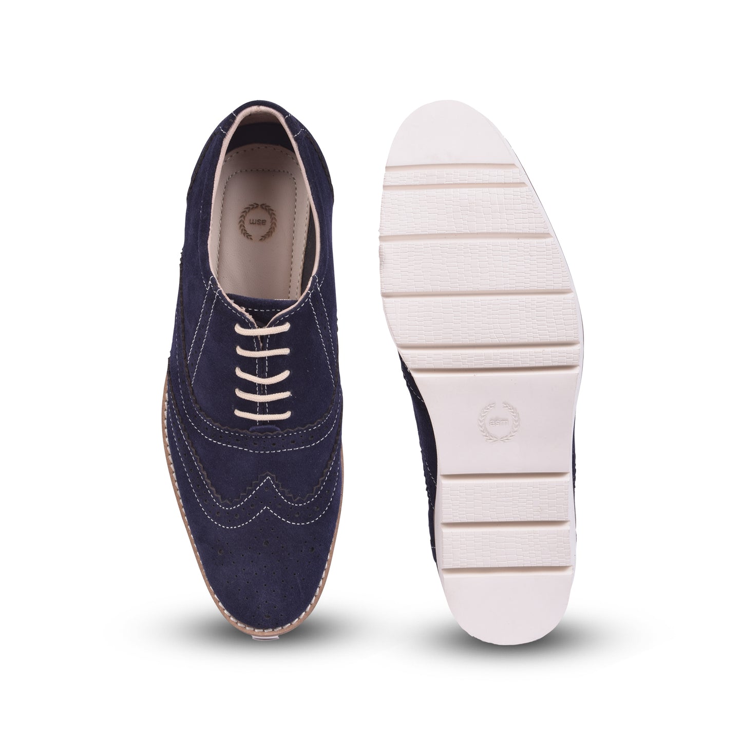 Sneakers : Blue Suede leather Sneakers with Memory foam footpad. Article : SN30-Blue
