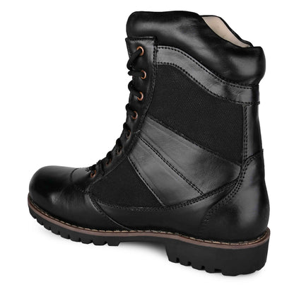 Stivali militari da deserto - Stivali tattici lunghi in pelle nera con plantare in memory foam per il massimo comfort