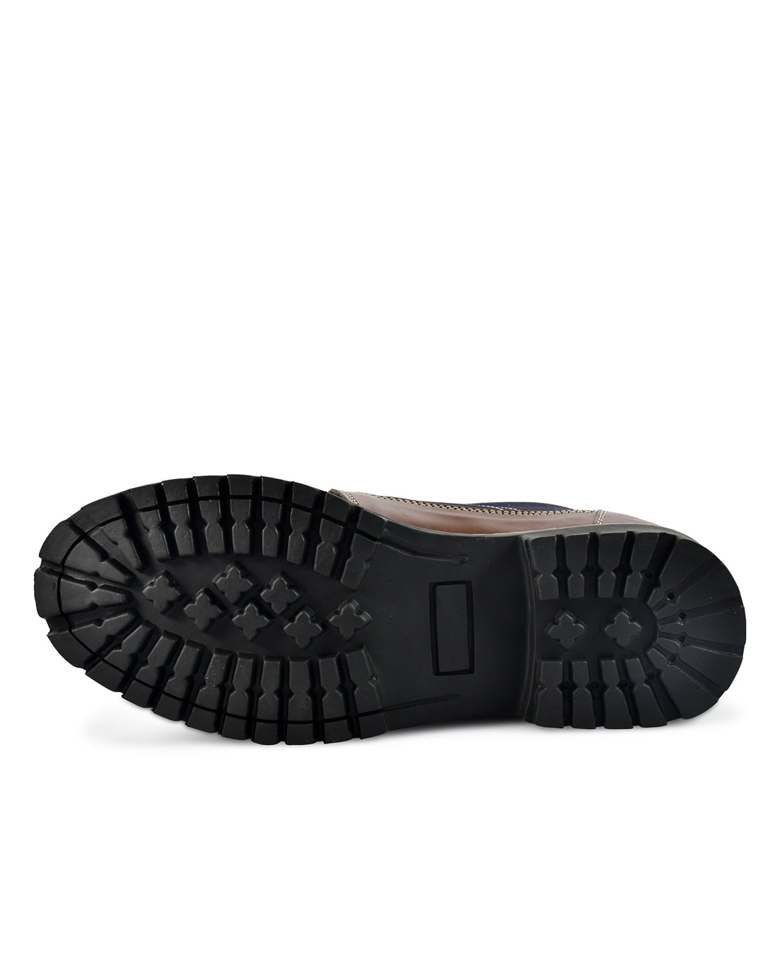 Biker Boots : Blue & Tan leather Rider boots for bikers with Memory foam footpad.