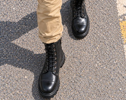 Police DMS Shoes : Black leather with Memory Foam Footpad: